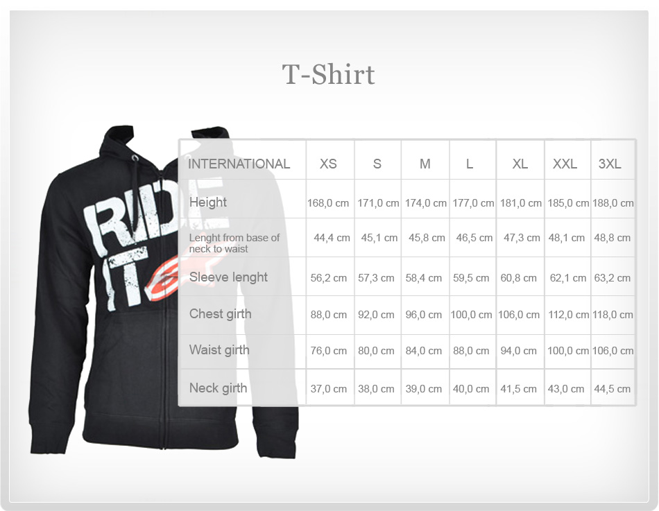 T-Shirt Size Chart t-shirt size chart